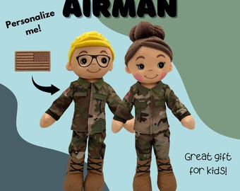 Airman Air Force Military Heroes Doll Custom Plush Daddy Mommy Lookalike Deployment Companion Personalized Gift for Child