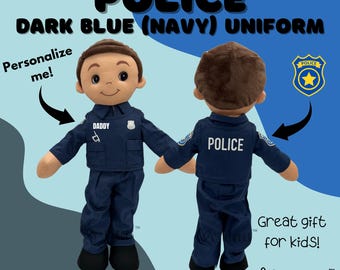 Police Navy Blue Uniform Doll Law Enforcement Sheriff Heroes Plush Daddy Mommy Lookalike Companion Gift for Children