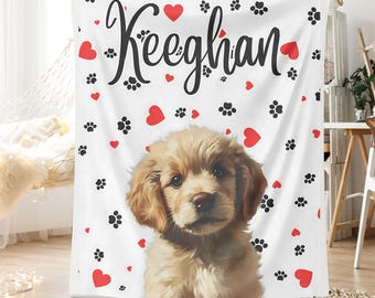 Custom Pet Blanket with Picture Personalized Gift for Mother's Day Dog Pet Human in Bathrobe Funny Blanket baby blanket with pet
