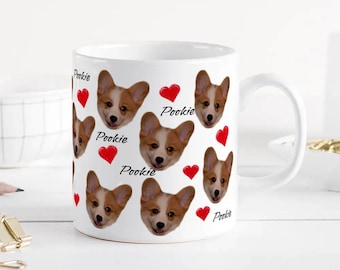 Custom Pet Photo with Name Mug gift for Dog Lover Gift Cat Mama Gift Personalised Dog Dad Gift, Face Mug Customized Cat Picture Mug