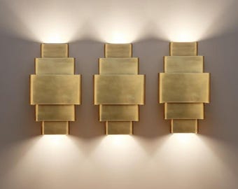 Set of 3 Brass Wall Sconce, Wall Light Fixture, Mount Wall lamp, Minimalist Lighting