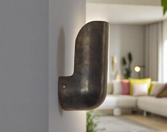 2er-Set Wandleuchten aus Messing, oxidierte schwarze Patina, minimalistische Beleuchtung