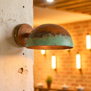Patina Wall Sconce, Green Patina Wall Fixture, Minimalist Lighting