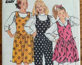 Vintage 1980s Sewing Pattern, Size 7-8-10 Girls Jumper and Jumpsuit, Butterick 4143 FF