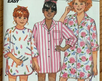 Vintage 1980s Sewing Pattern, Size 7-8-10 Girls Nightshirt, Butterick 3602 FF