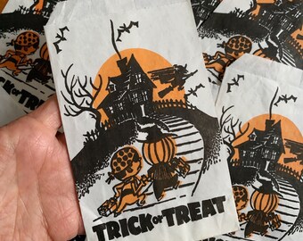 Vintage Halloween Ephemera 1960s Halloween ephemera,60/'s Halloween 6 NOS Vintage Trick or Treat Bags Vintage Black CatHaunted House bags