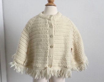 Vintage Poncho Graphic Birds Soft Acrylic Knitted Style Boho Poncho