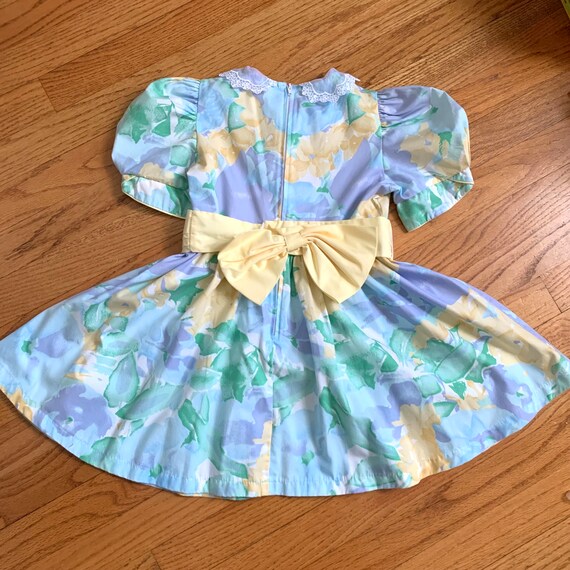 Girls 5 Vintage 1980s Dress, Pastel Floral Print … - image 5