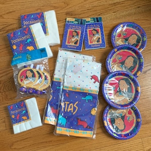 Vintage 1990s Childrens Party Supplies, Walt Disney Pocahontas Party Decorations and Party Invitations SOLD INDIVIDUALLY