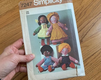 Vintage 1970s Sewing Pattern, 20" Cloth Boy and Girl Doll and Clothes, Simplicity 7247 FF