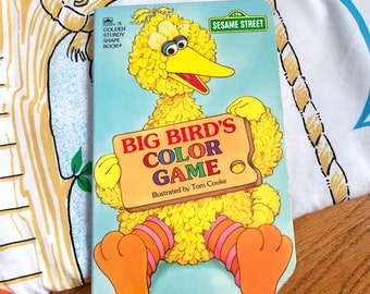 Vintage 1980s Toddler Board Book, Sesame Street Big Bird Color Game by Tome Cooke 1989 Hc Golden Sturdy Shape Book, Identifying Objects