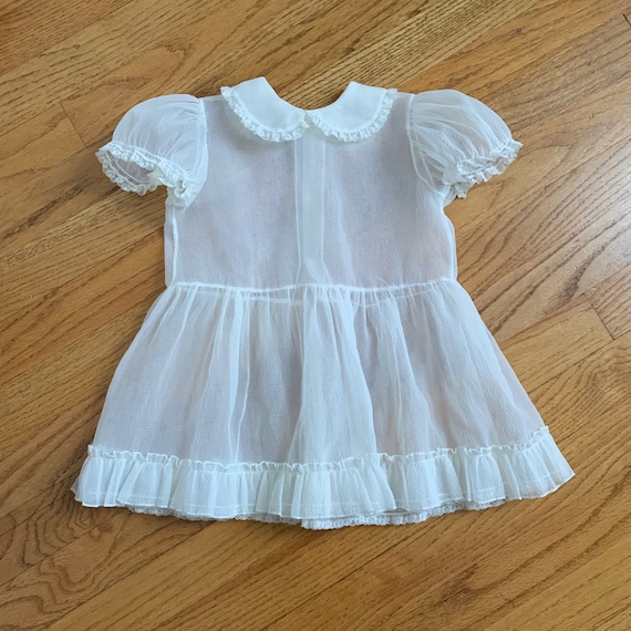 18-24M Vintage 1950s Girls Dress, Sheer White Dre… - image 1