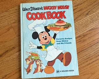 Vintage 1970s Kids Cookbook, Walt Disney Mickey Mouse Cookbook 1975 Hc Golden Book VGC