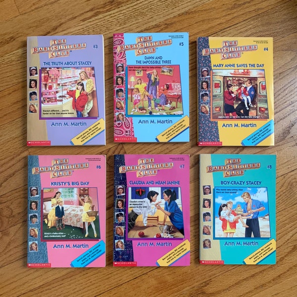 Vintage 1980s Kids Chapter Book, Babysitters Club Book Set of 6 by Ann Martin Vol. 3-8 Pb VGC