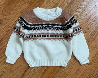 18M Vintage 1960s 70s Kids Sweater, Kentfield Soft Acrylic Fair Isle Sweater VGC