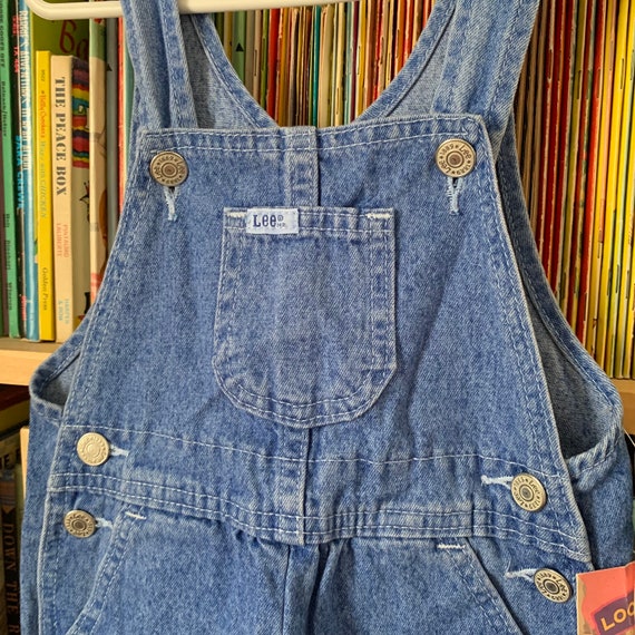 2-3T Vintage 1990s Girls Overall Shorts, Lees Den… - image 8