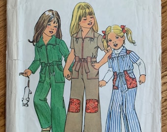 Size 6 Girls Jumpsuit Simplicity 7277, Vintage 1970s Sewing Pattern