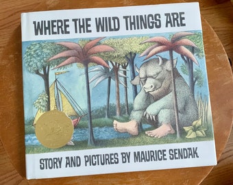Vintage 1990s Childrens Book, Where the Wild Things Are by Maurice Sendak 1991 HCDj 25th Anniversary Edition