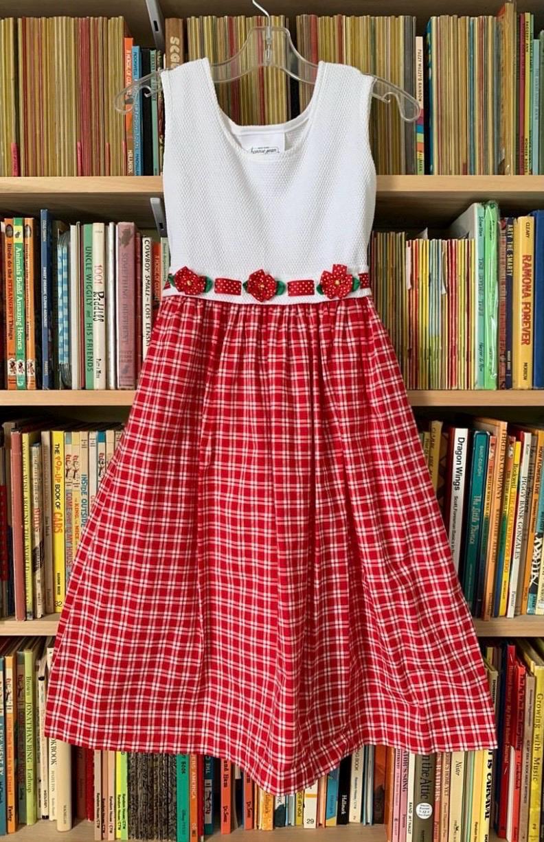 Vintage 90s Bonnie Jean Girl's Red & White Midi Sundress With