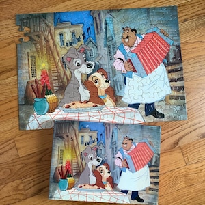Vintage 1980s Springbok Disney Lady and the Tramp Jigsaw Puzzle - MISSING ONE PIECE