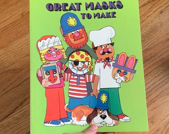 Vintage 1980s Childrens Book, Great Masks To Make 1981 Troll Paperback LIKE NEW