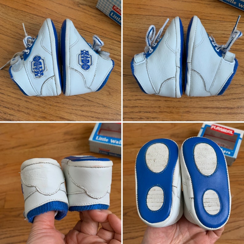 Vintage 1990s Baby Shoes Size 1, Playskool Little Walkers Leather High Tops Soft Sole image 4