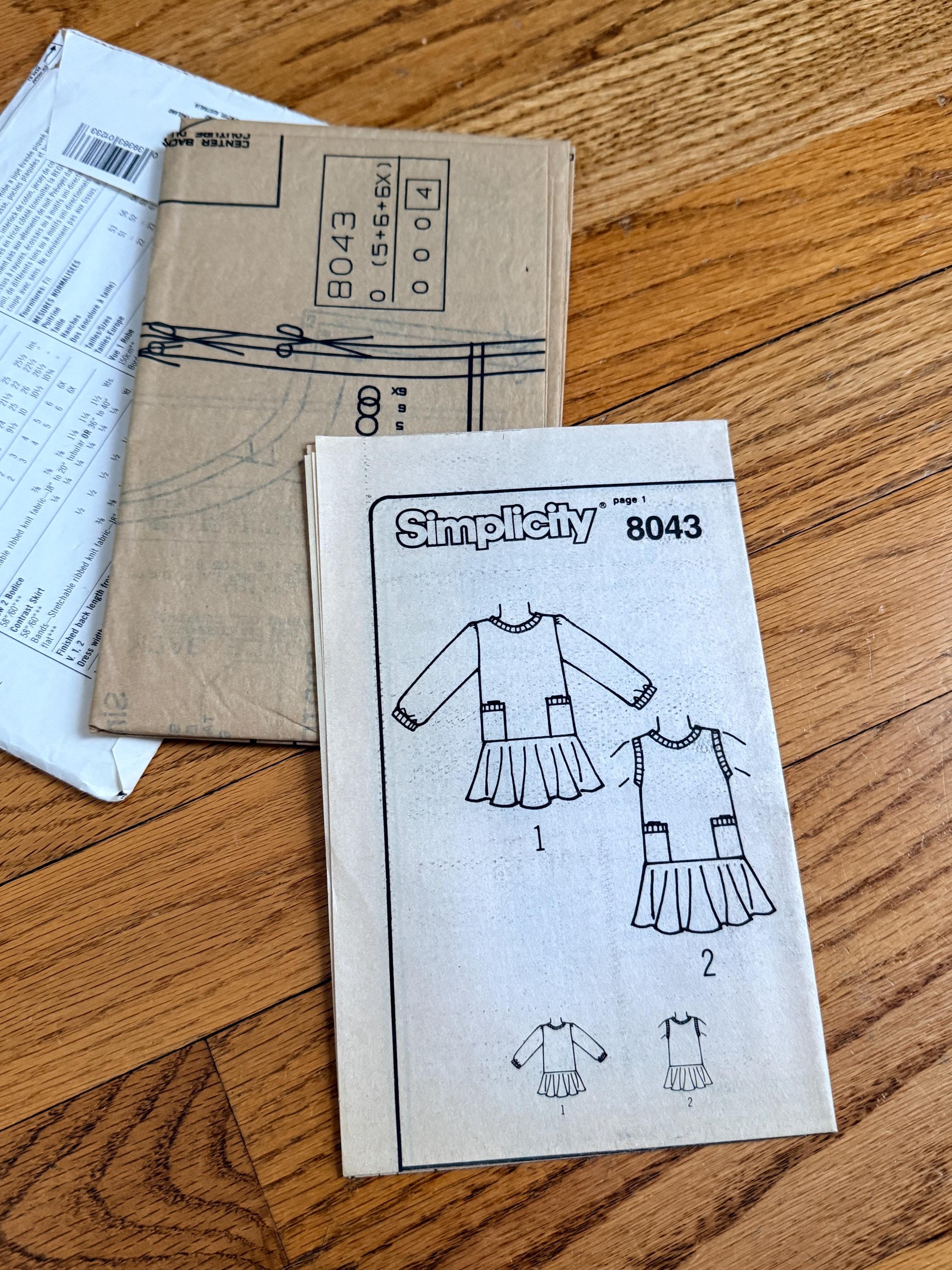 80s Girls Drop Waist Knit Dress Sewing Pattern - Simplicity 8043 FF ...