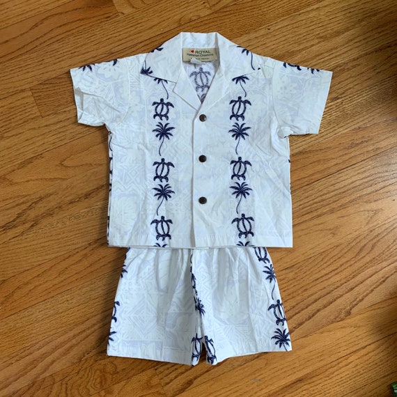 12M Vintage Kids Clothing Set, Hawaiian Shirt and… - image 1