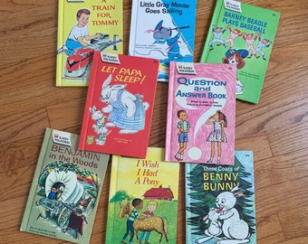 Vintage 1960s 70s Childrens Book, Easy Reader Wonder Books Set of 8
