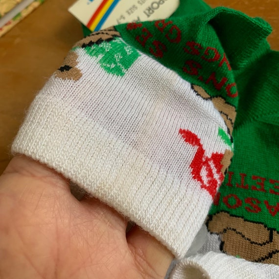 Vintage 1980s Kids Socks, Le Roi Christmas Bear S… - image 6