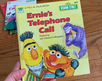 Vintage 1970s Childrens Book, Sesame Street Ernies Telephone Call 1978 Hc Whitman Tell A Tale Book