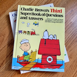 Vintage 1978 Charlie Brown Third Super Book of Questions Answers Hc EXC - Educational Kids Book All About Boats, Cars, Planes, Trains More