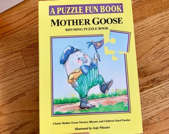 Mother Goose Rhyming Puzzle Book 1994 HTF EXC, Includes 4 Interlocking Puzzle