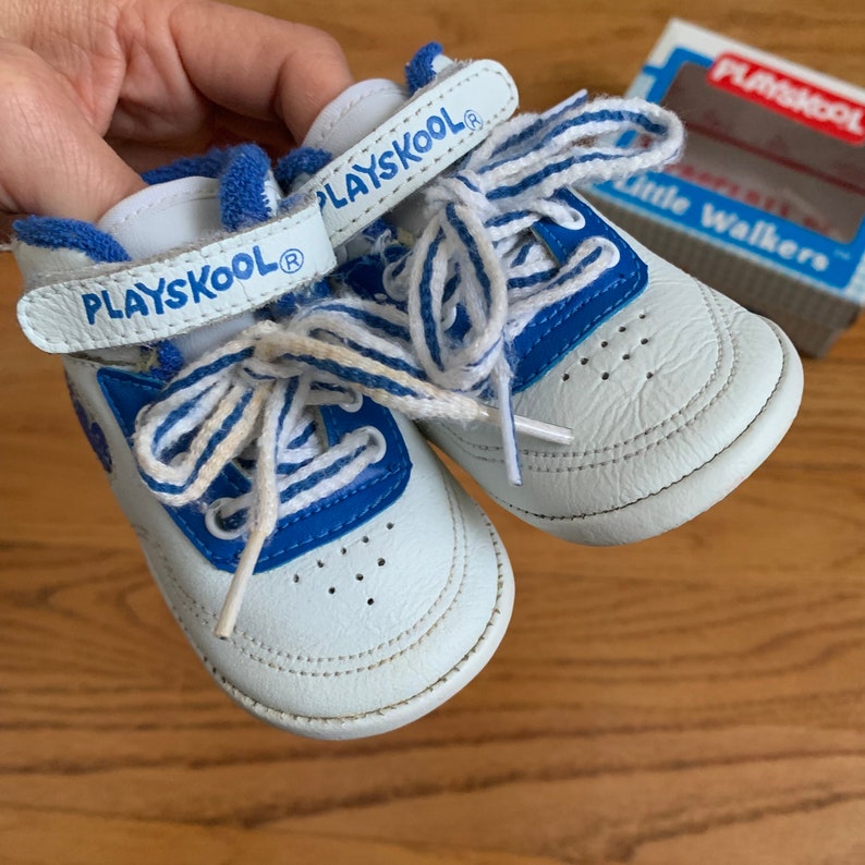 Vintage 1990s Baby Shoes Size 1, Playskool Little Walkers Leather High Tops Soft Sole image 3