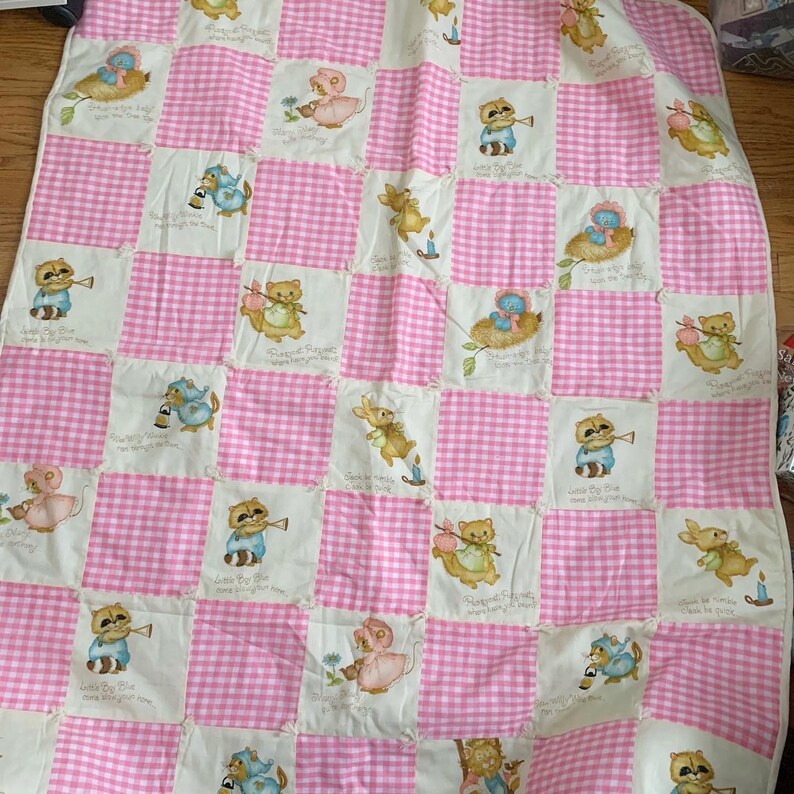 Vintage Baby Blanket Hand Made Reversible Quilt 42x50 Etsy