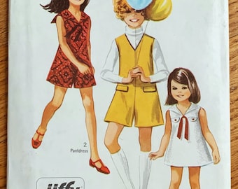 Vintage 1960s Sewing Pattern, Size 4 Girls Mod Dress and Pantdress, Simplicity 8305 UNCUT