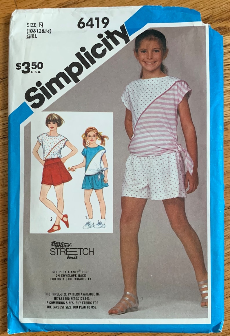 Vintage 80s Size 101214 Girls Cap Sleeve Top and Flared Yoke Shorts