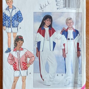 May include: Butterick pattern 5934 for children's clothing. The pattern features illustrations of jackets and shorts with star and stripe designs, and a jumpsuit. The size range is 7-8-10.