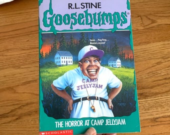 Vintage 1990s Kids Chapter Book, Goosebumps Horror At Camp Jellyjam by RL Stine 1995 Paperback