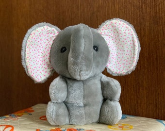 Vintage 1970s Plush Toy, Dakin Grey Elephant 8", New Baby Gift, Nursery Childs Room Decor