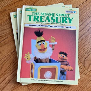 Vintage 1983 Sesame Street Treasury Volume 7 Featuring Number 7 and Letters I and J - Educational Children&#39;s Book Hardcover