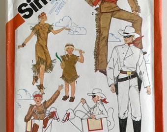 Vintage 1980s Sewing Pattern, Size 10-12 Childs Costume, Lone Ranger Costume Tonto Silver & Scout, Simplicity 5298 UNCUT