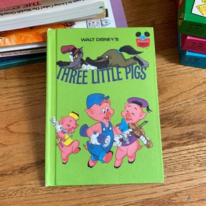 Vintage 1972 Disney The Three Little Pigs - Wonderful World of Reading Hardcover VGC