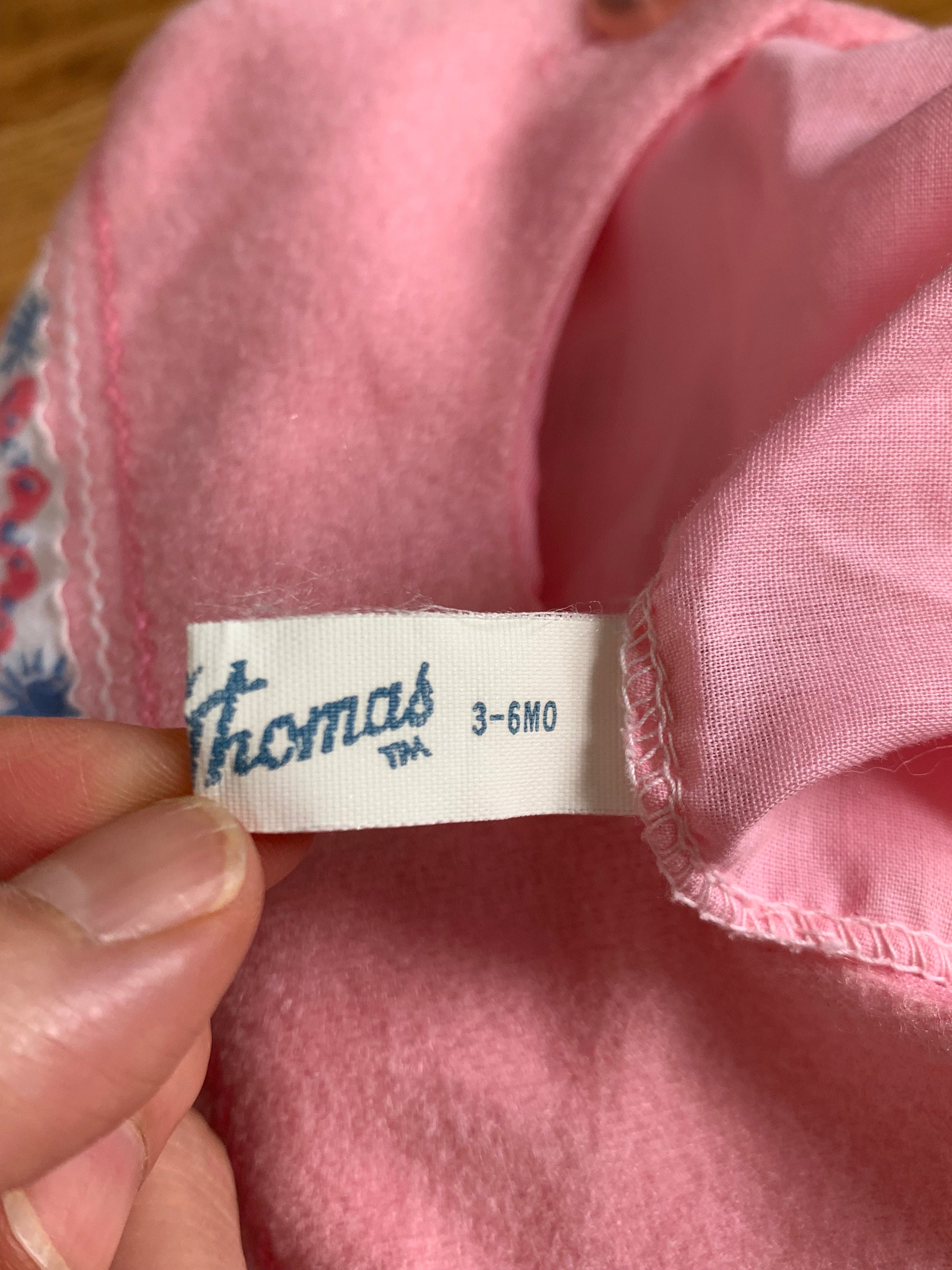 3-6M Vintage 1960s Thomas Baby Pink Velour Overalls W/ Duck
