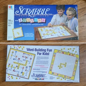 Vintage 1980s Kids Board Game, Scrabble Crossword Game for Juniors Milton Bradley 1989 SEALED image 10