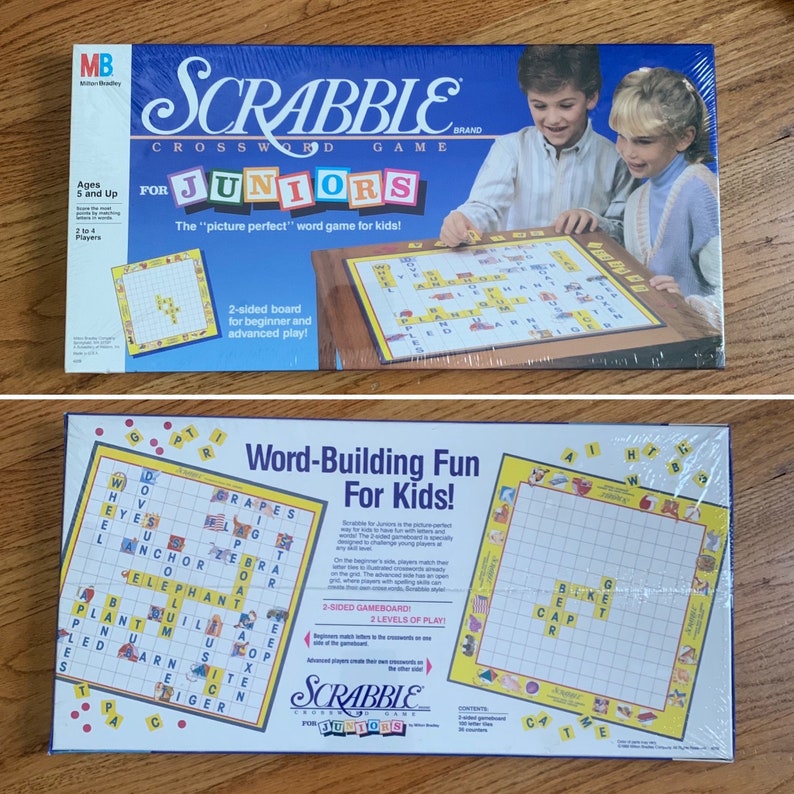 Vintage 1980s Kids Board Game, Scrabble Crossword Game for Juniors Milton Bradley 1989 SEALED image 10