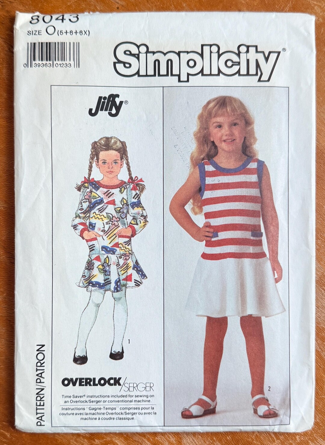 80s Girls Drop Waist Knit Dress Sewing Pattern - Simplicity 8043 FF ...