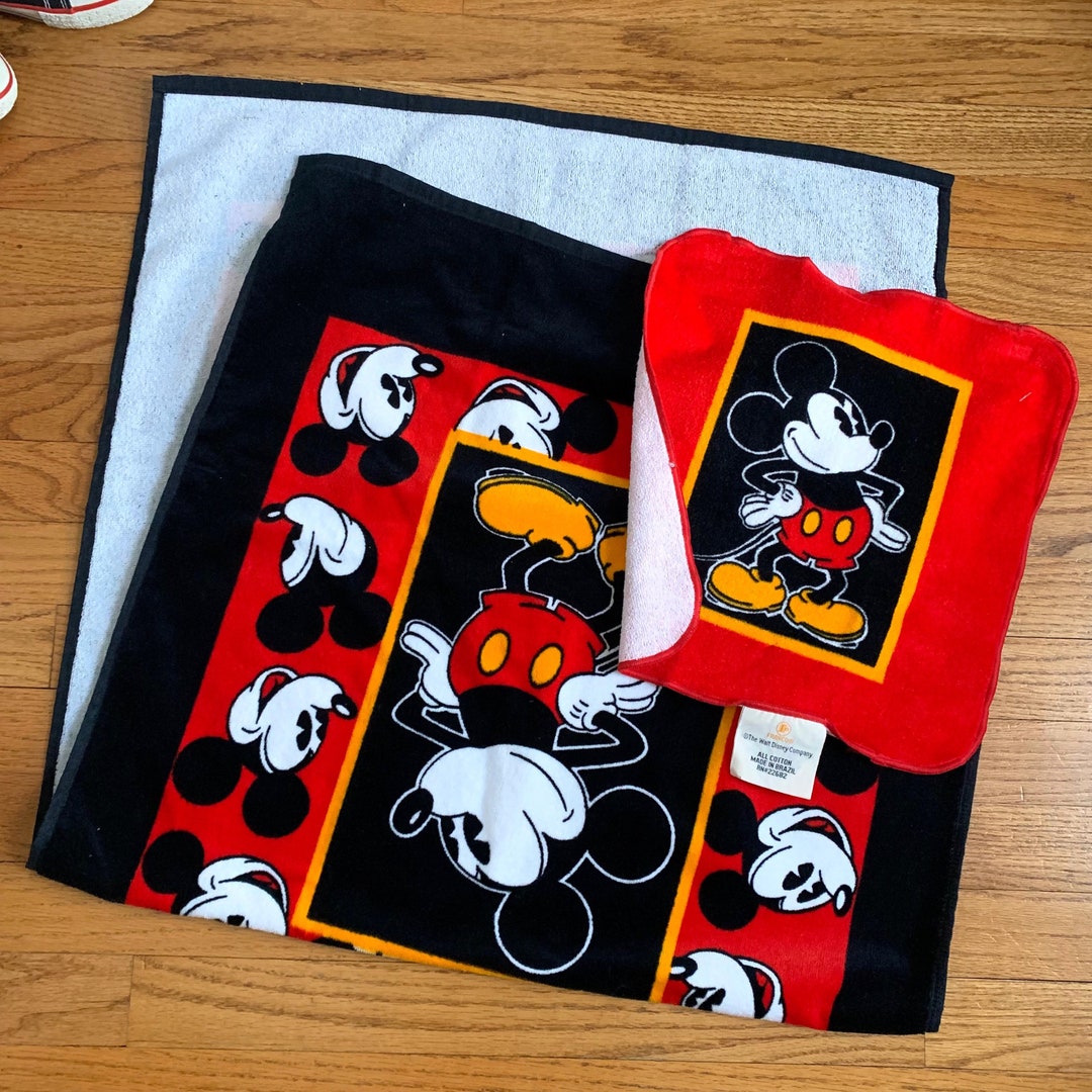 Vintage 1990s Disney Mickey Mouse Bath Towel and Washcloth Set NOS Etsy
