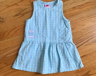 3T Vintage 1990s Girls Little Levi&#39;s Pastel Plaid Jumper - Sleeveless Cotton Dress
