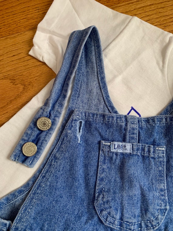 2-3T Vintage 1990s Girls Overall Shorts, Lees Den… - image 2